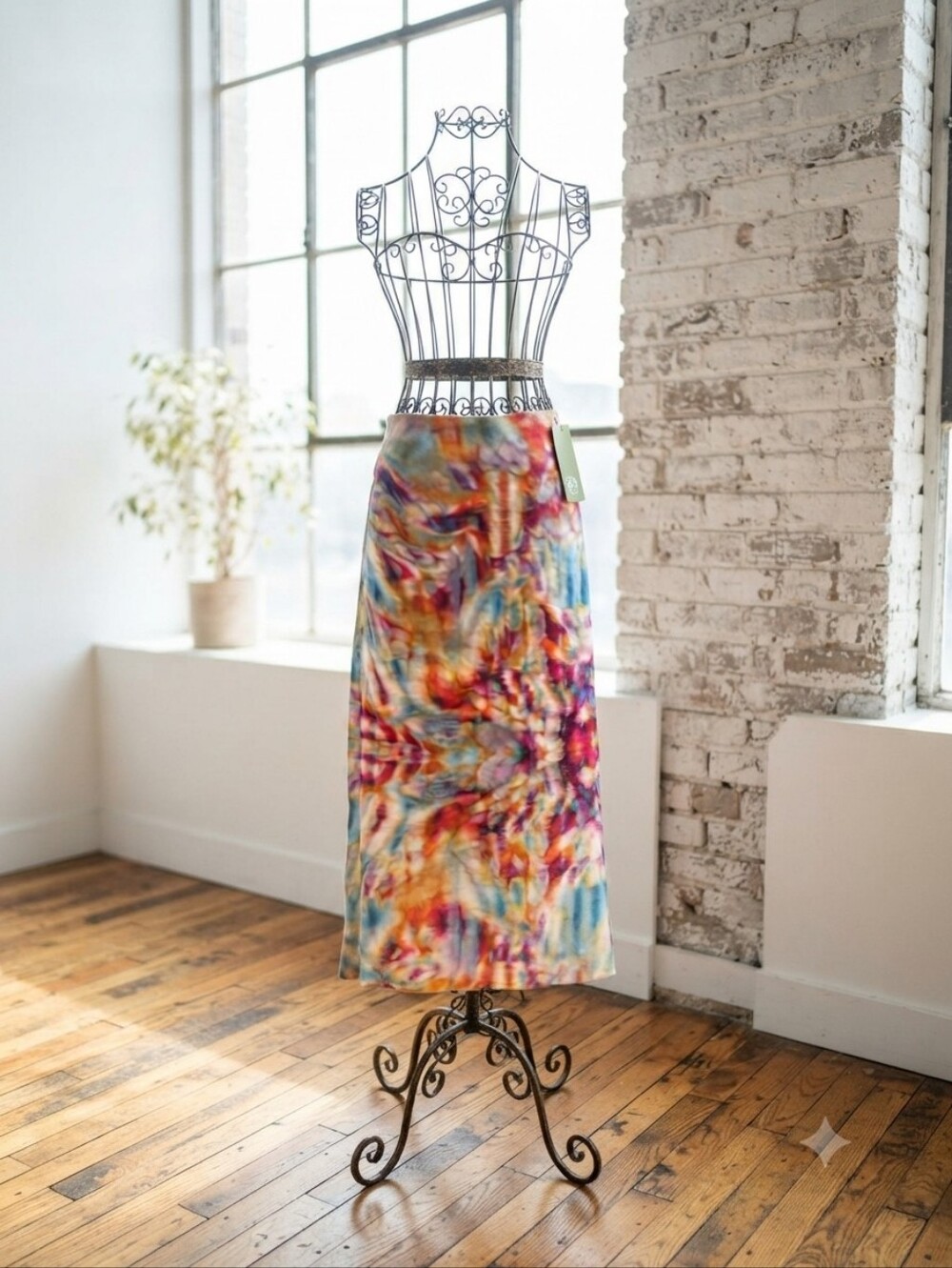 Womenβs Multicolor Tie-Dye Maxi Skirt - Vibrant Print